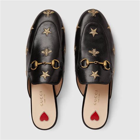 gucci princetown embroidered leather slipper knockoff|Gucci princetown striped slippers.